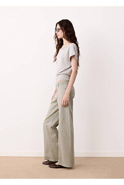 Mango Teen Dekoratif dikişli wide leg jean pantolon