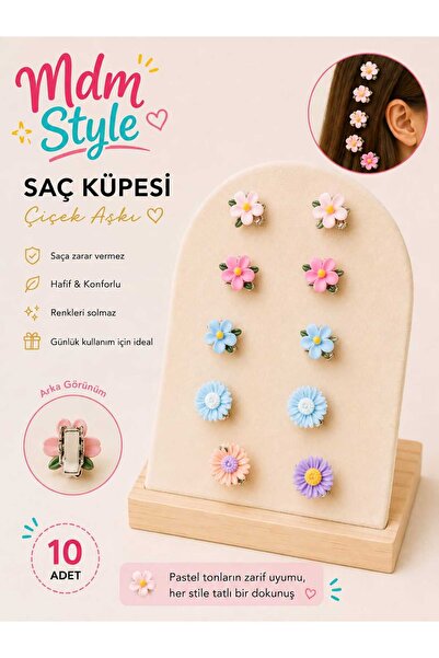 mdm style Set of 10 Hair Clips – Mini Clip Set with Colorful Flowers, Daisies...