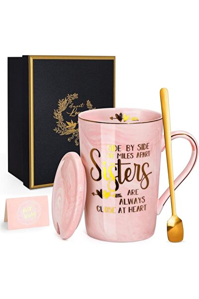 GENERAL Teacher Appreciation Gifts for Women, 14oz Pink Marble Ceramic Gold P...