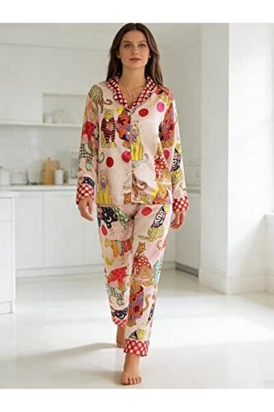 GENERAL 2-Piece Women's Long Sleeve Pajamas, Button-Down Pajama Sets, Cute Lo...