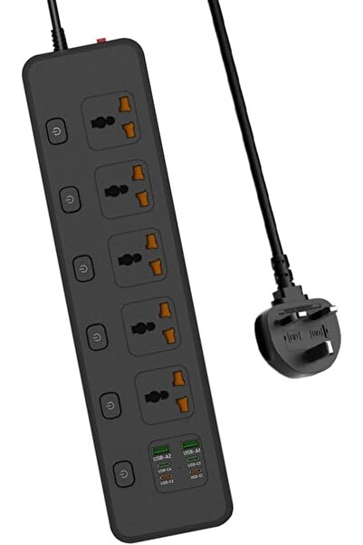 XICEN وصلة تمديد كهربائية مع 5 منافذ USB، مقبس تمديد مع 4 منافذ USB-C و2 منفذ...