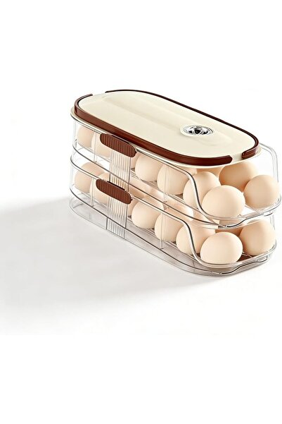 GENERAL 2-Tier Refrigerator Egg Organizer - Holds 28 Eggs, Features Date Mark...