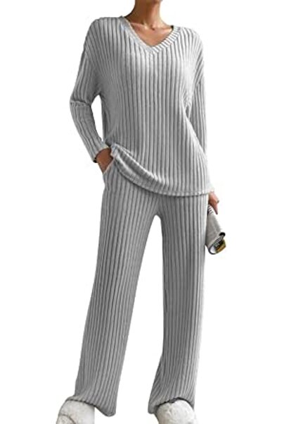 SHEKINI Womens Pyjamas Set Nightwear Ladies Ribbed Lounge Wear Sets for Women...