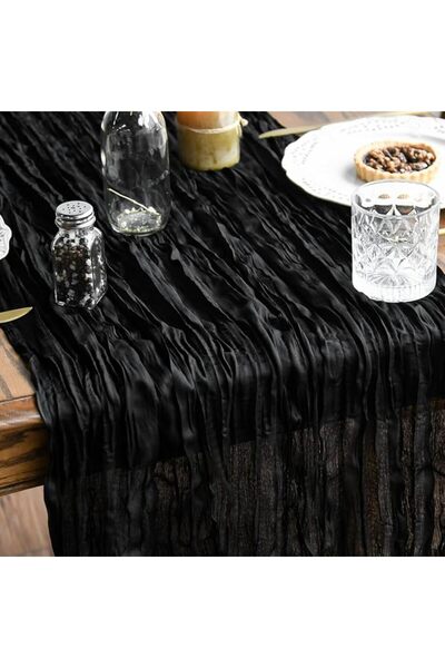 Artoid Mode Boho Blush Pink Gauze Wedding Cheesecloth Table Runner, 35x120 In...