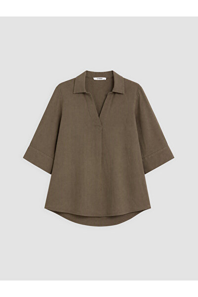 LC Waikiki Nevavm Plus Size 100% Linen Women's Shirt with a Difference