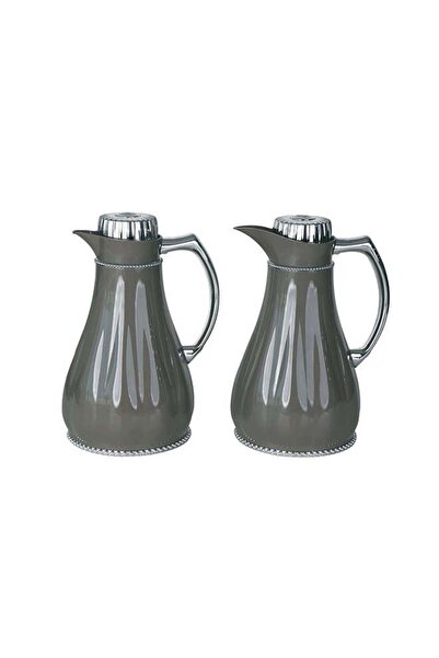BASURRAH Luxury Tea and Coffee Thermos Set, 2 Pieces, Gray and Silver Color, ...