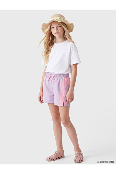 LC Waikiki Two Mt Shop Quality Lcw Kids Lilac Color Block Girls' Swim Shorts