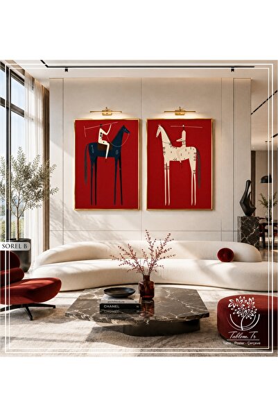 Tablomtr Sorel B - Dijital Baskılı Gold Metal Çerçeveli Gerçek Camlı 2'li Dek...