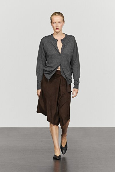Massimo Dutti Düğmeli uzun triko hırka