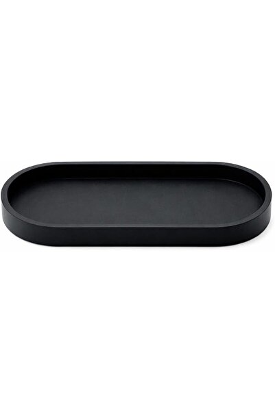 Sweet seven Silicone Catchall Tray, Black Oval Organizer with Raised Edge for...
