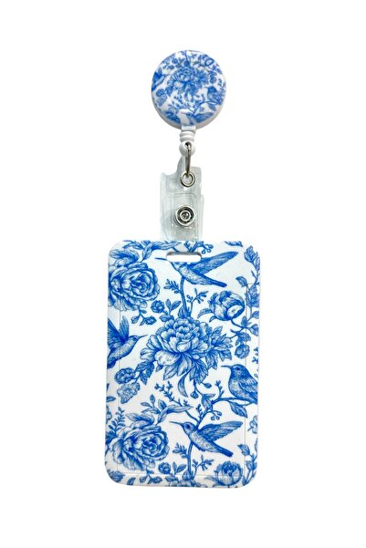 RoyalVance Vintage Blue and White Floral Patterned Yoyo and Card Holder
