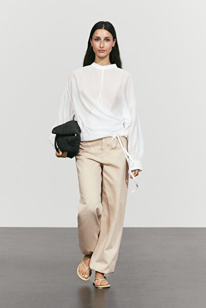 Massimo Dutti Dökümlü kruvaze bluz