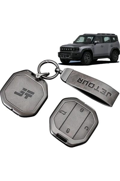 Generic Car Key Fob Cover with Leather Keychain Compatible with Jetour T1 T2 ...