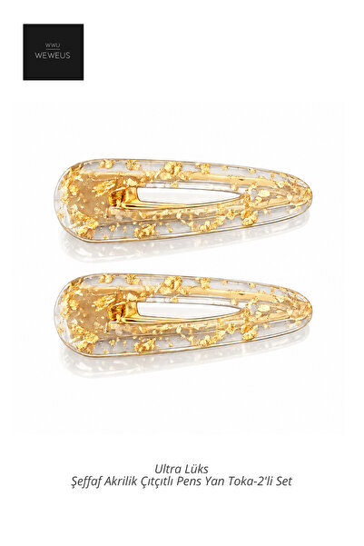 Weweus Gold Yellow Acrylic Transparent Side Hair Clips - Set of 2