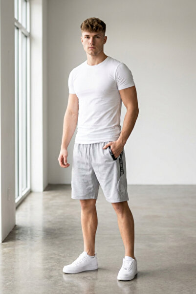 OEM Pantaloni scurți sport pentru bărbați cu buzunare și imprimeu lateral, ND...