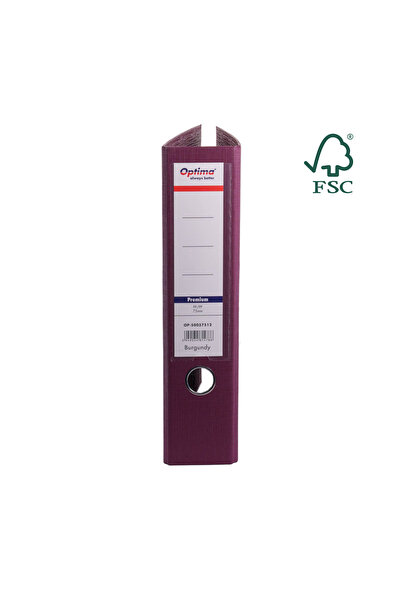 Optima A4 File, Laminated Pp/Pp, Metal Edge, 75 Mm, Premium - Burgundy, Trans...