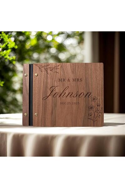 GENERAL Personalized Wedding Guestbook,Wooden Wedding Guest Book,Reception Bo...