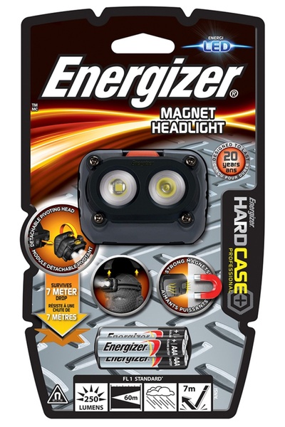 Energizer LED Headlamp, Magnet Headlight, 250 Lumens, 60M Range, With 3 AAA B...