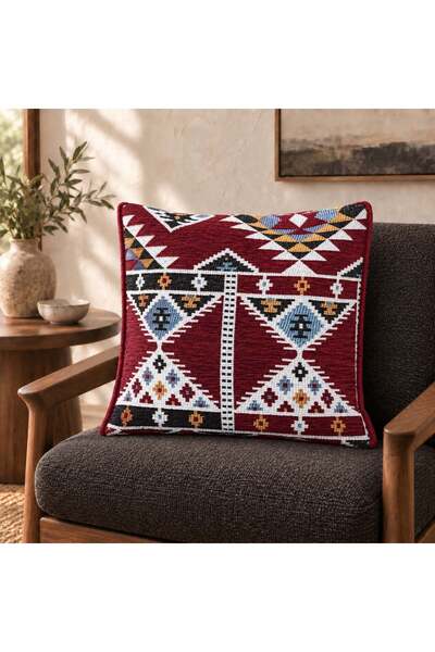 Bk Gift وسادة أريكة مصنوعة يدويًا من الكليم التركي الأصيل مقاس 43x45 سم -5 وس...