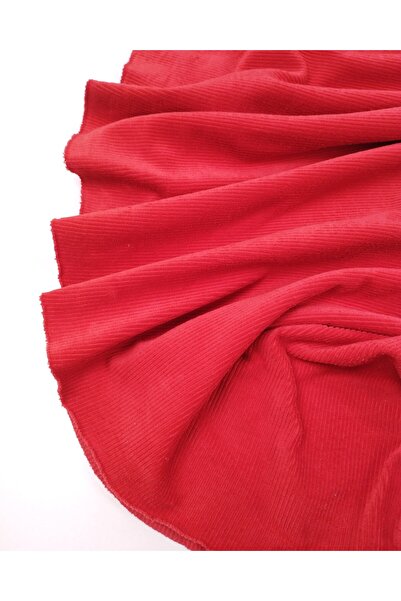 Kumaş Parça Red Transverse Ribbed Knitted Velvet Fabric Thin Flexible Dress &...