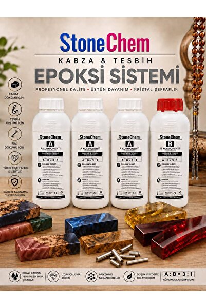 stonechem 3:1 Şeffaf Epoksi Reçine Tesbih ve Hobi Uygulamaları 4 KG
