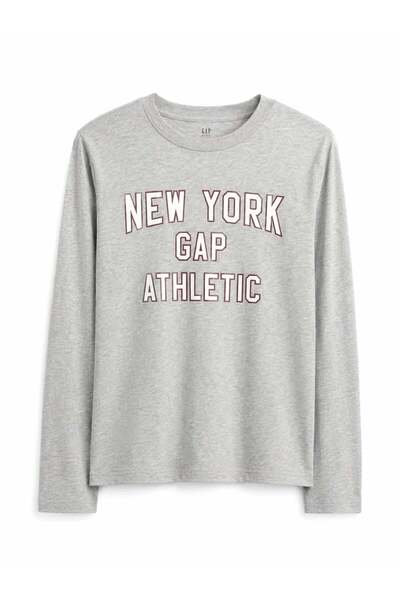 GAP Kids Gap Boys' New York Athletic Printed Long Sleeve T-Shirt 6-15 Years Gray