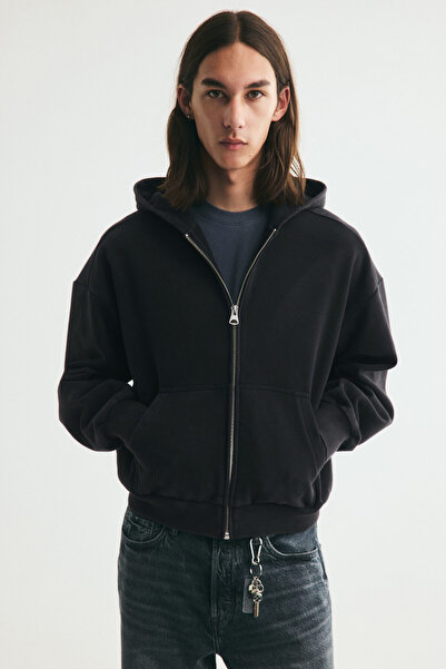 H&M Kapüşonlu ve Fermuarlı Üst Oversized Fit