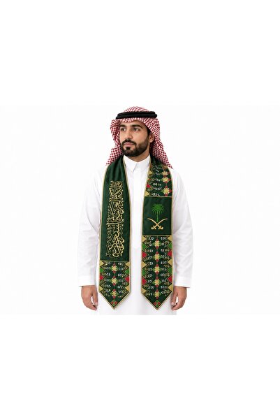 Generic Brand Saudi National Day Scarf Green Embroidered Luxury National Day ...