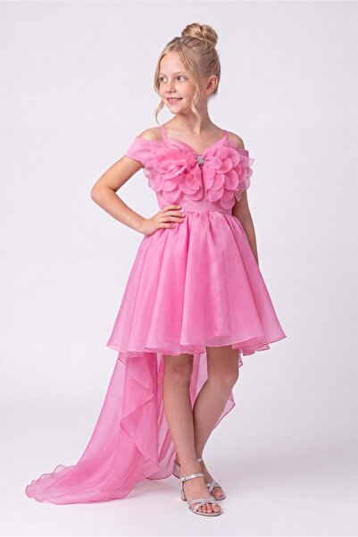 Mnk Baby&Kids Girl's Tailed Crystal Limni Evening Dress M00856 Pink