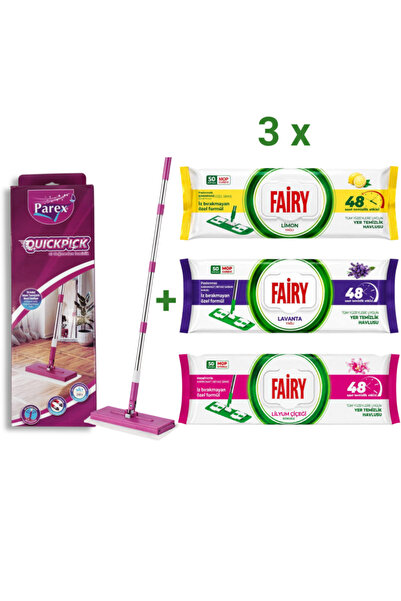 Parex Set Mop QuickPick + 3 Pachete Servetele Umede Fairy pentru Pardoseala, ...