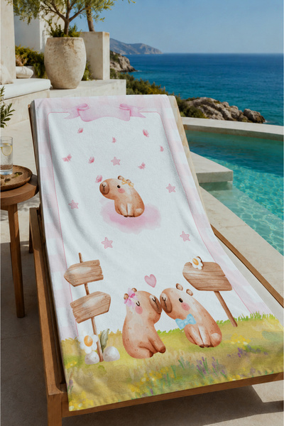 Evmila Bela slatka šumska životinje sa uzorkom 70x150 peškir za plažu - digit...