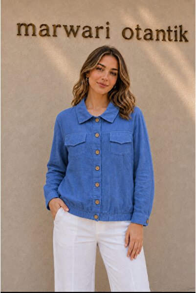 MARWARİ OTANTİK BUTİK 100% Cotton Buttoned Shirt Jacket in Sizes 38-46