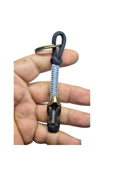 moonparacord Assassin Beaded Keychain Bronze Color Gray Thread