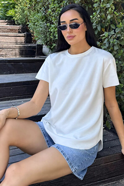 Aryena Cream Women's Laser Cut T-Shirt