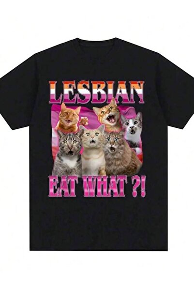 23ERVA Lesbians Eat What Funny Cute Ca Tee Women Harajuku Y2k Vintage T-Shirt...