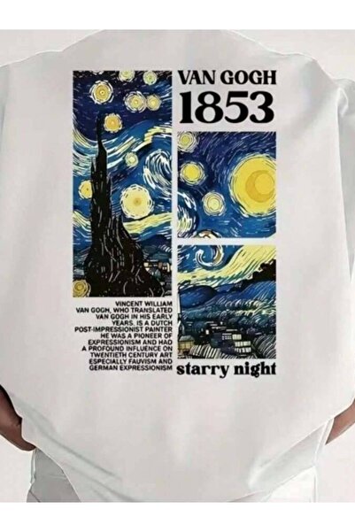 9JY Men's Short-Sleeved T-Shirt With A Fun Summer Print - Van Gogh's Starry N...