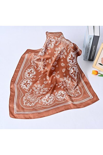 STARSTAR Women's rayon scarf 70x70cm chocolate paisley square headscarf.