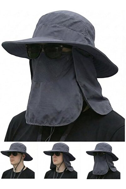 STARSTAR Fisherman hat grey detachable face/neck shield UV outdoor.