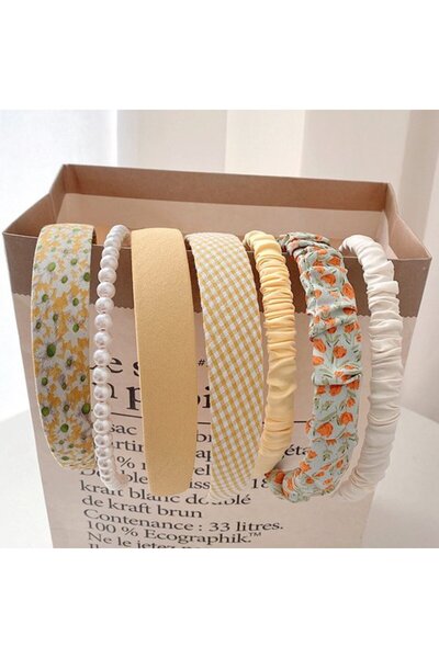 STARSTAR Headbands 7pc floral pearl retro wide women color3.