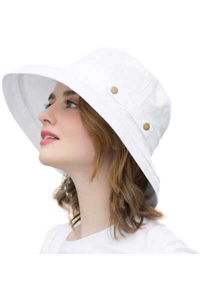 STARSTAR Sun hat - UV protection Foldable beach Button decoration White Women...