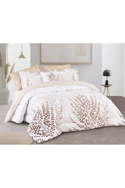 Alhabib bedding مفرش صيفي مزدوج كريمي مشجر يناسب سربر مقاس 200x200سم عدد القطع 9