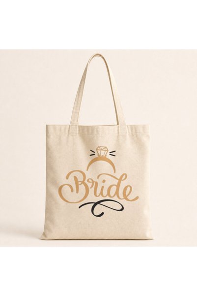Mor Mürekkep Bride Written Ring Printed Cloth Bag Shoulder Bag