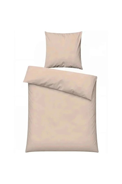 OEM Pillowcase set + pillowcase front, 100% cotton, 135x200 cm + 80x80 cm, beige