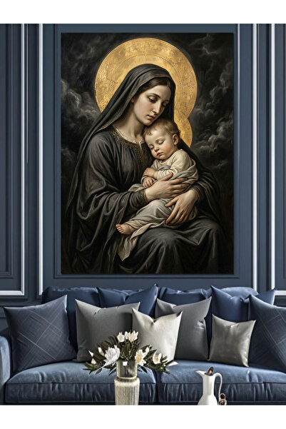 Artmeg Pânză decorativă Fecioara Maria și Isus - Lemn MDF