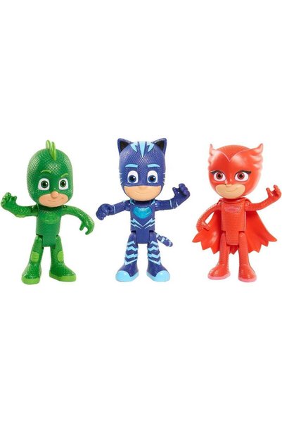 PJ Masks PJ 3-Pack Action Figures – Catboy, Owlette & Gekko Toy Set | Poseable Superhero Characters for Kids & Toddlers | Durable Cake Toppers & Party Decoration | Collectible Role Play Gift for Boys