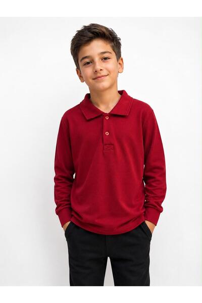 redbug kids Boys Polo Neck Basic Cotton Long Sleeve School T-Shirt