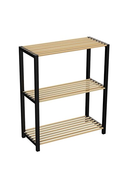 victiny Wooden Shelf with 3 Shelves 65 x 29 x 78 cm
