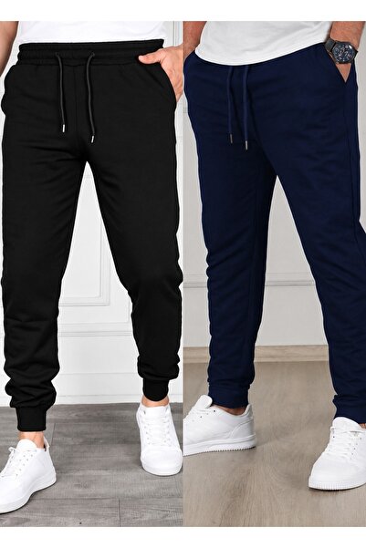 TORUK MAKTO Set of 2 Unisex Ribbed Leg Sweatpants Jogger Comfortable Fit Dail...