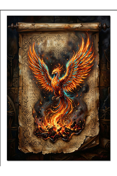 Artmeg Pânză decorativă cu Învierea Phoenixului pe Cilindru Arzător - Masă di...