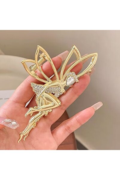 Glamluxe مشبك شعر معدني بتصميم فتاة الجنية باللون الذهبي
